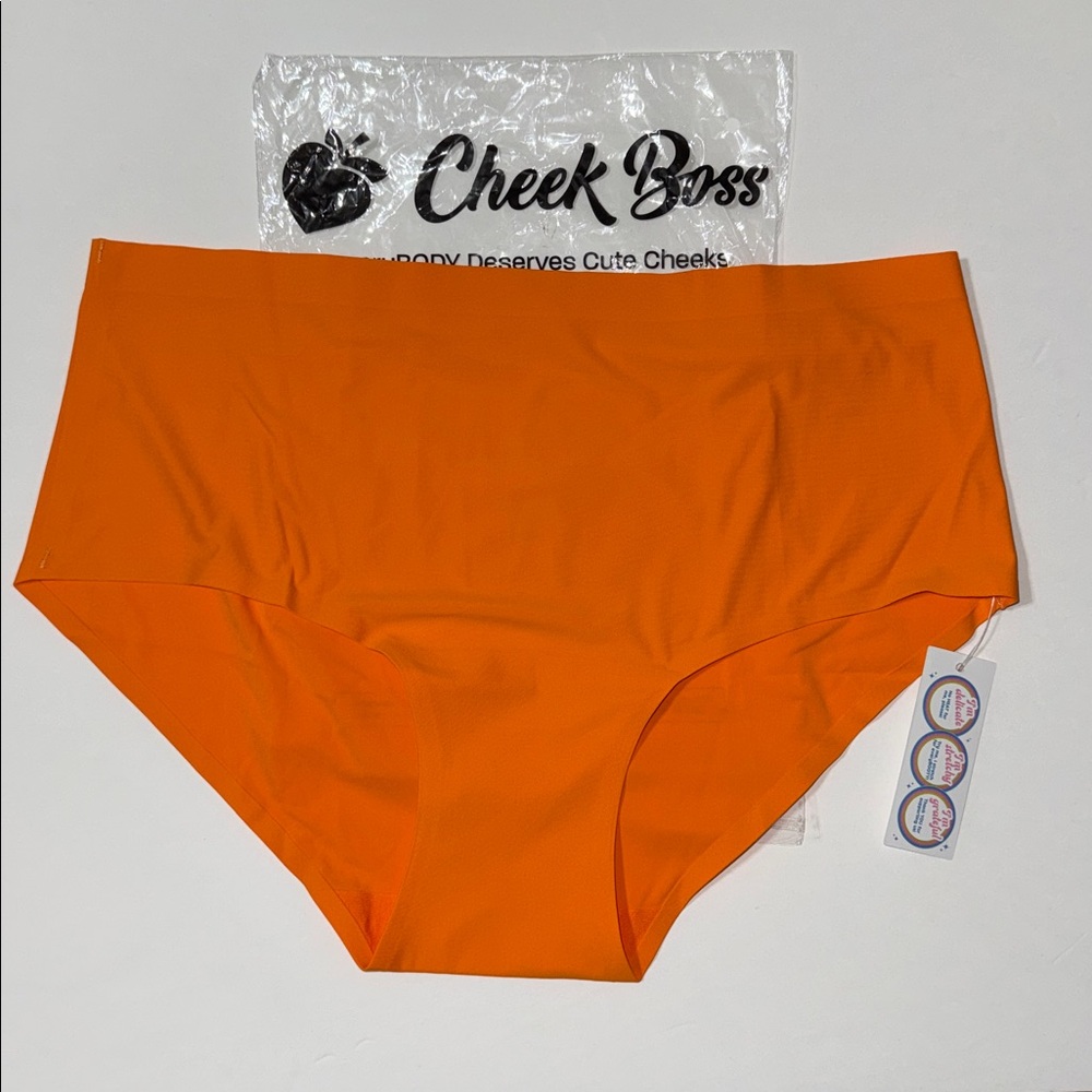Cheek Boss XL Briefs / Luxury Panties, tagless, seamless Solid Bright Orange